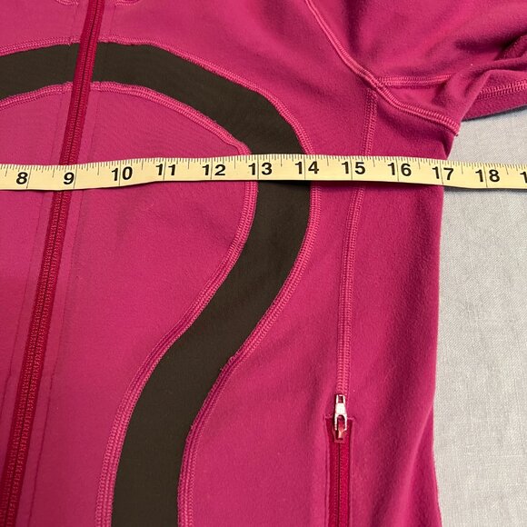 lululemon Define Jacket Size 6 Magenta Pink Black Full Zip Thumbholes Logo Women - Picture 7 of 8